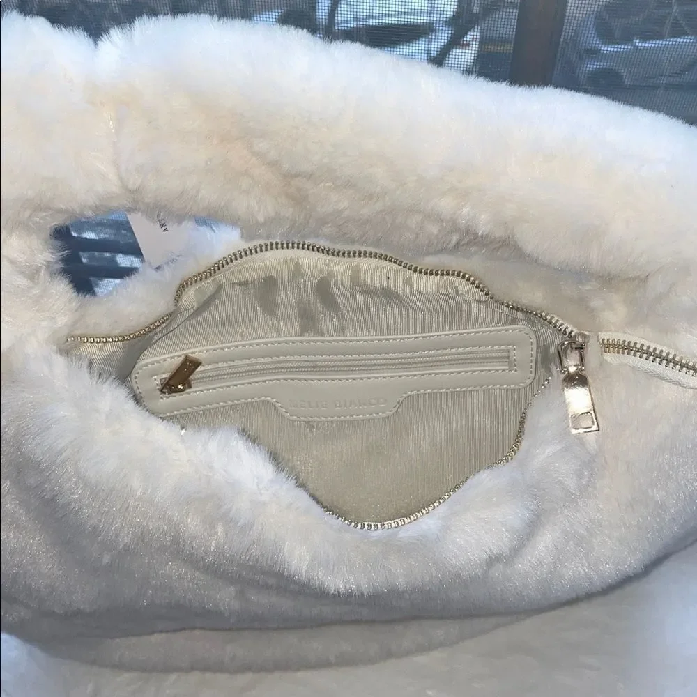 ❤️ANTHROPOLOGIE - Melie Bianco Faux Fur Cozy White Handbag NWT - Picture 6 of 6